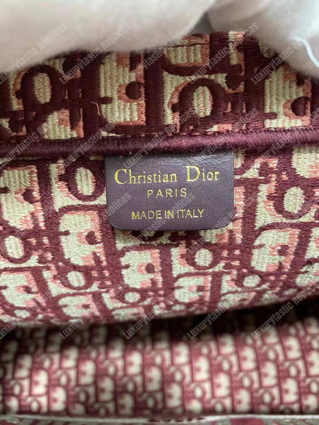 D*or book tote bag in embroidered canvas burgundy D*or oblique