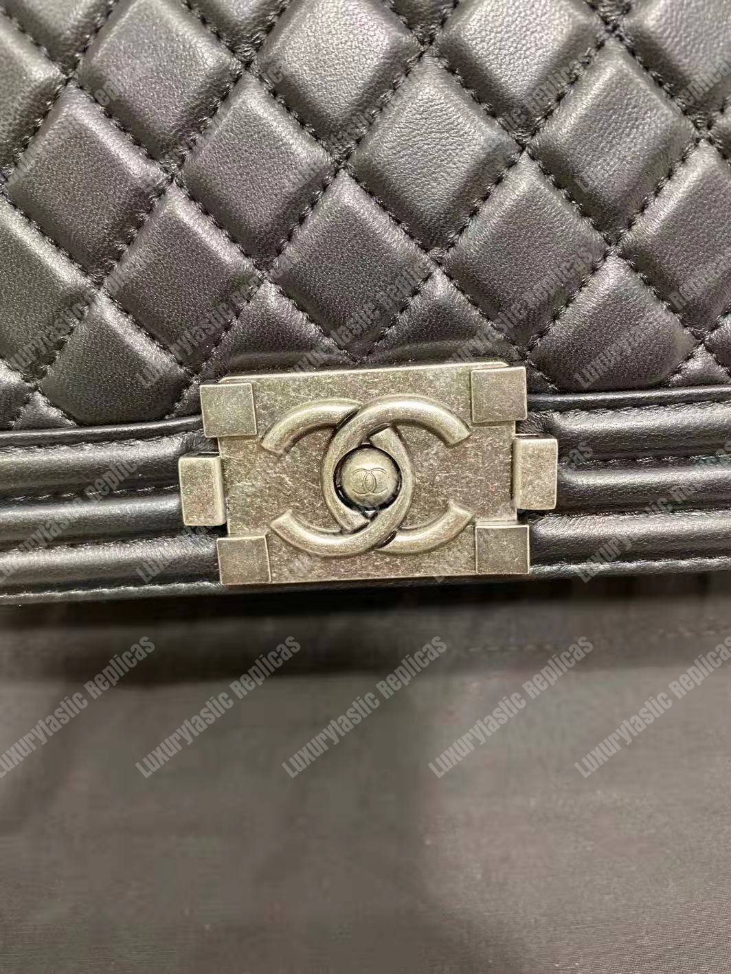 small boy Ch*el handbag black-silver