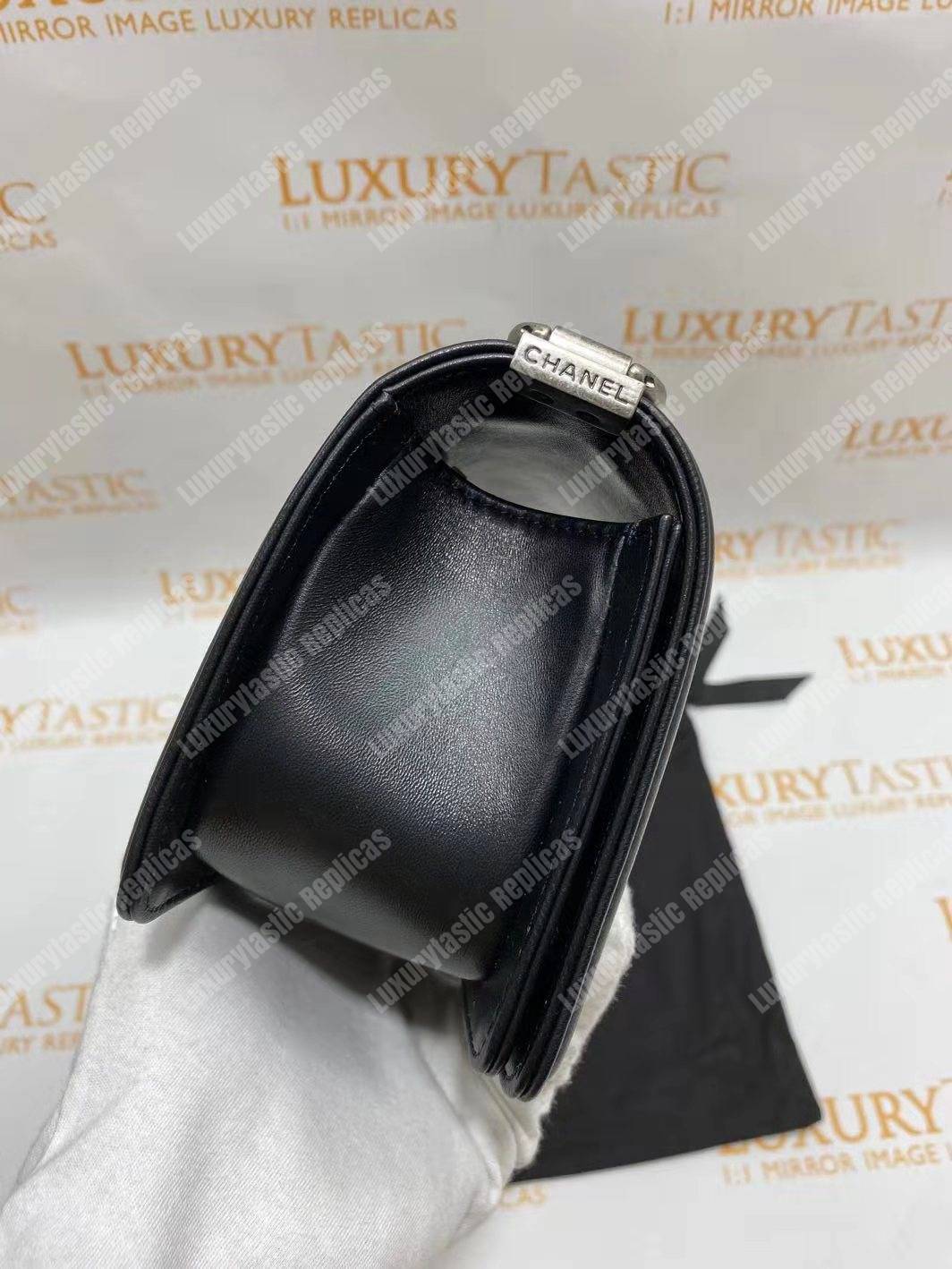 small boy Ch*el handbag black-silver