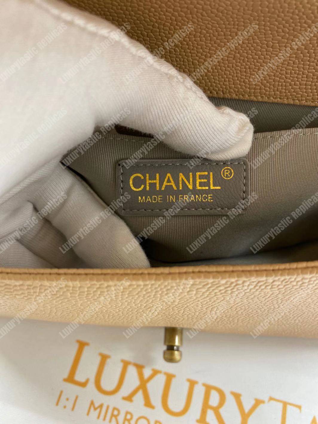 Ch*el boy medium handbag beige