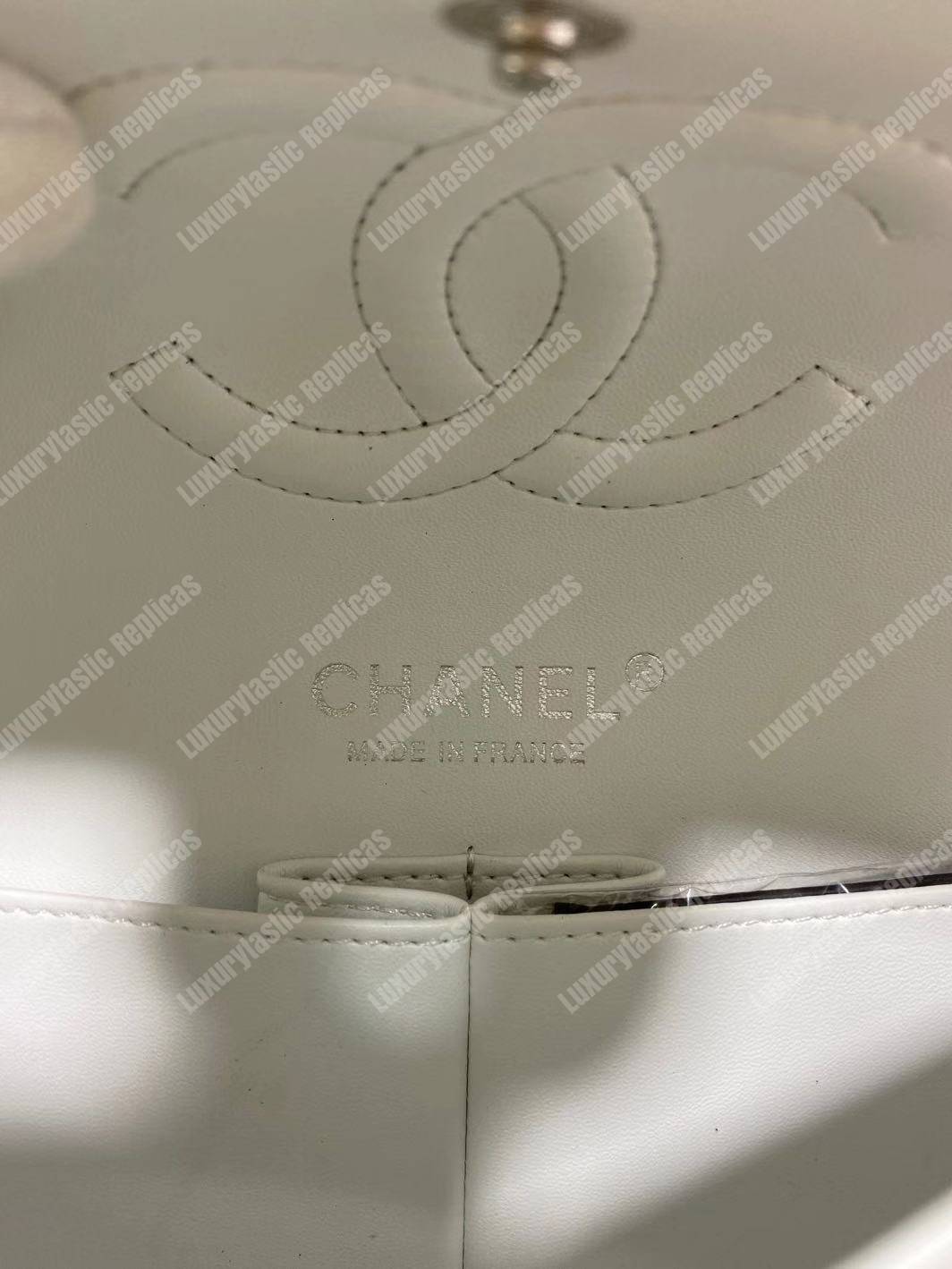 Ch*el medium classic handbag white