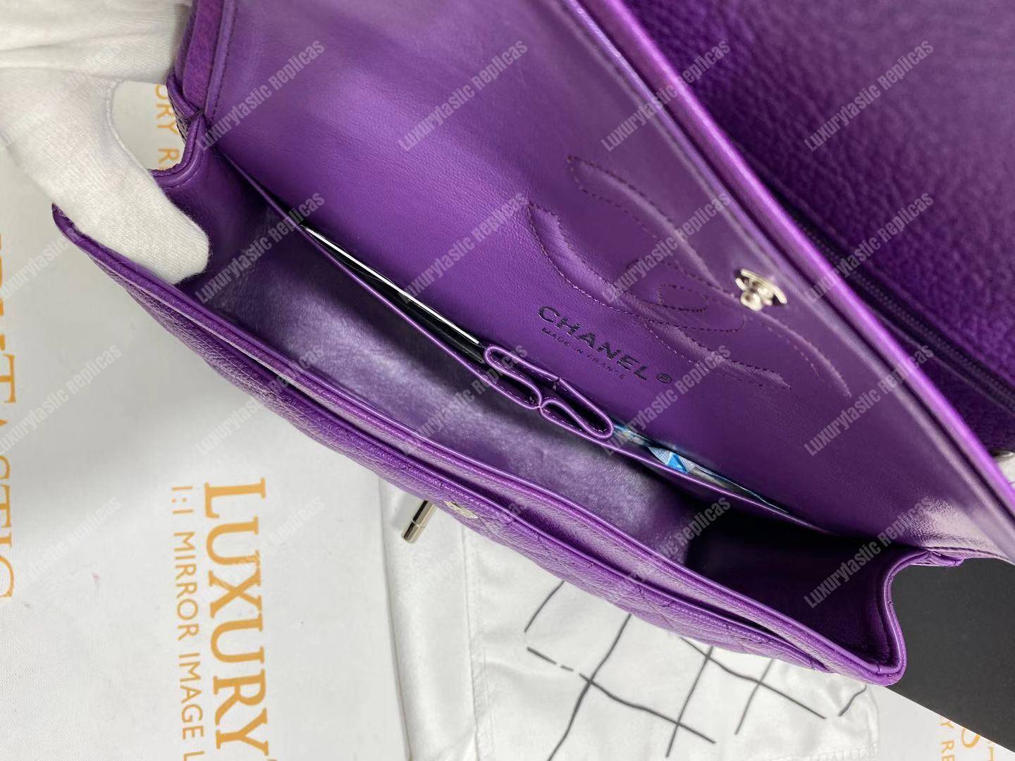 Ch*el medium classic handbag purple