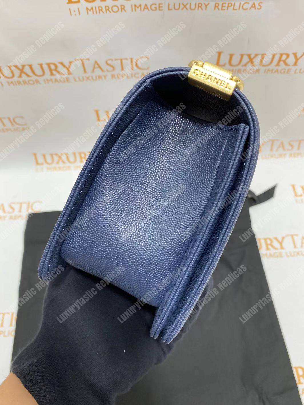 Ch*el boy medium handbag navy blue