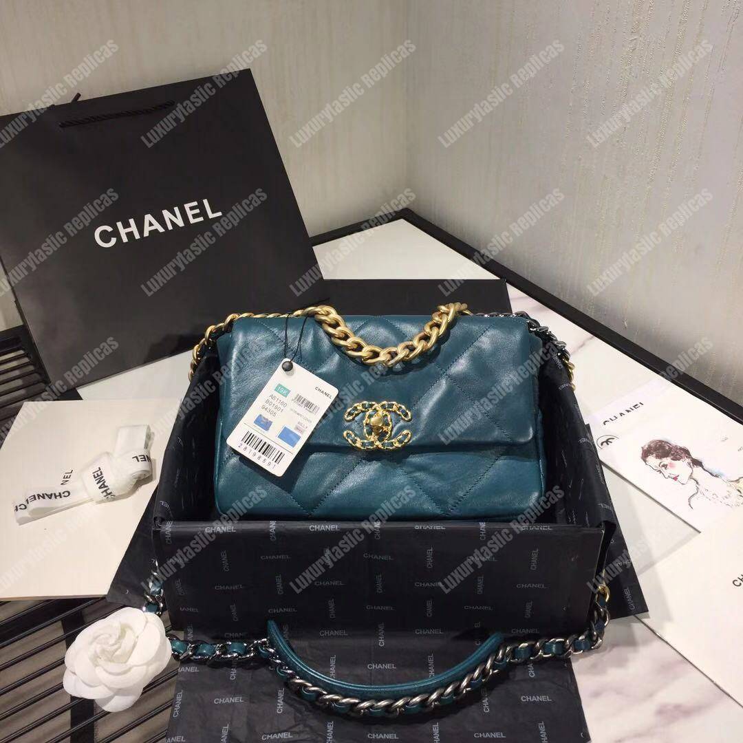 Ch*el 19 large flap bag turquoise
