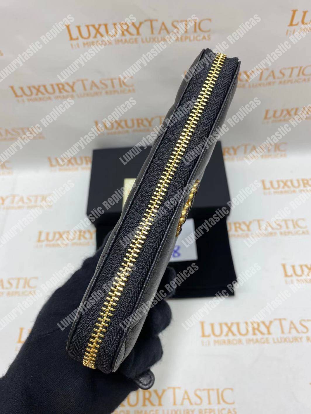 Ch*el 19 long zipped wallet sky black