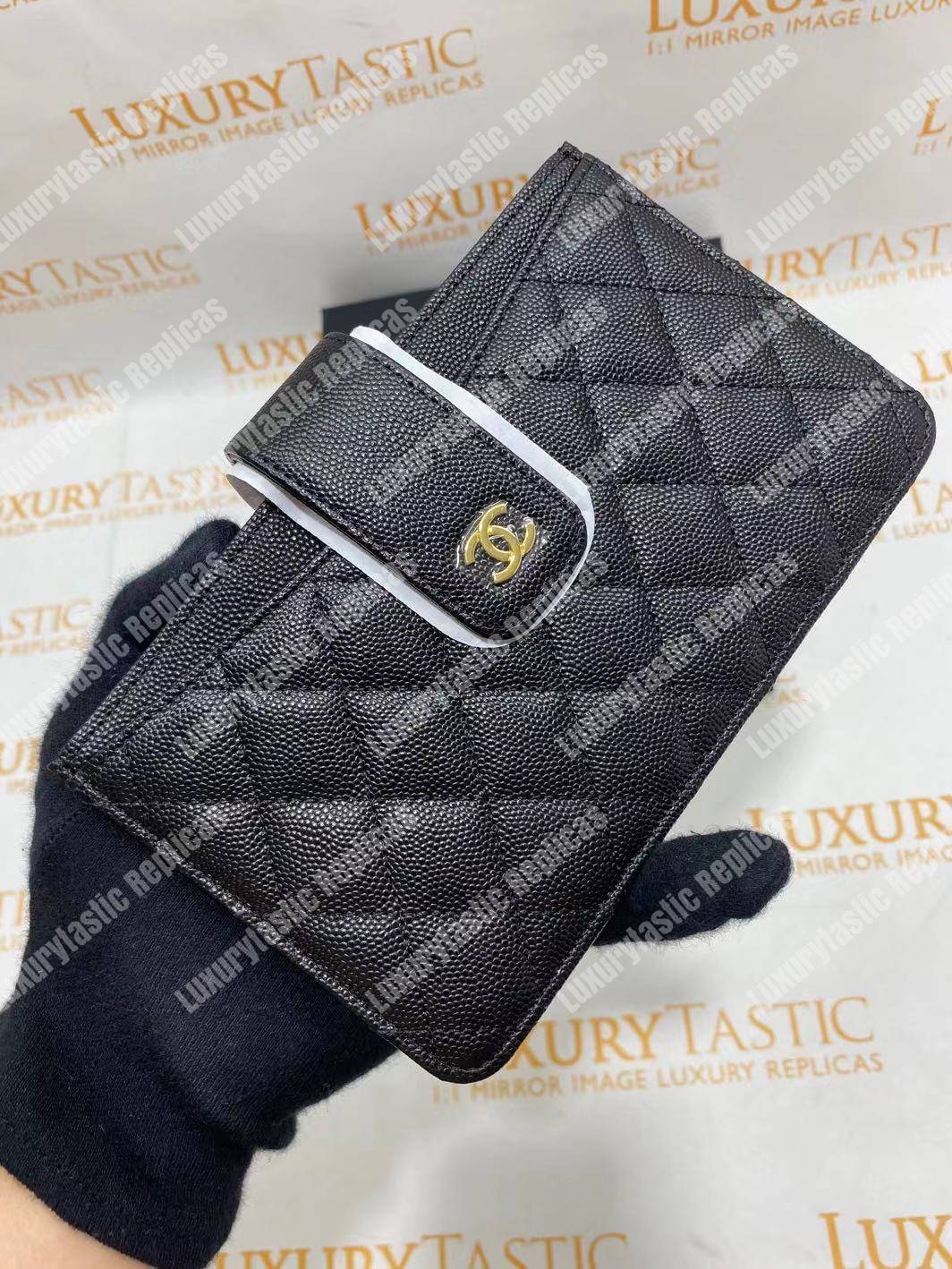 Ch*el classic pouch caviar leather black