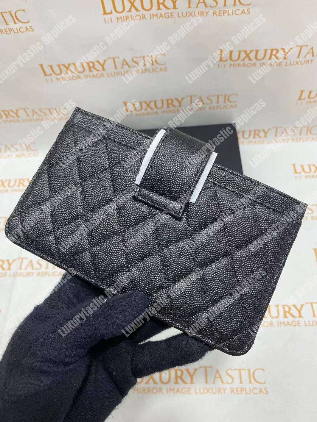 Ch*el classic pouch caviar leather black