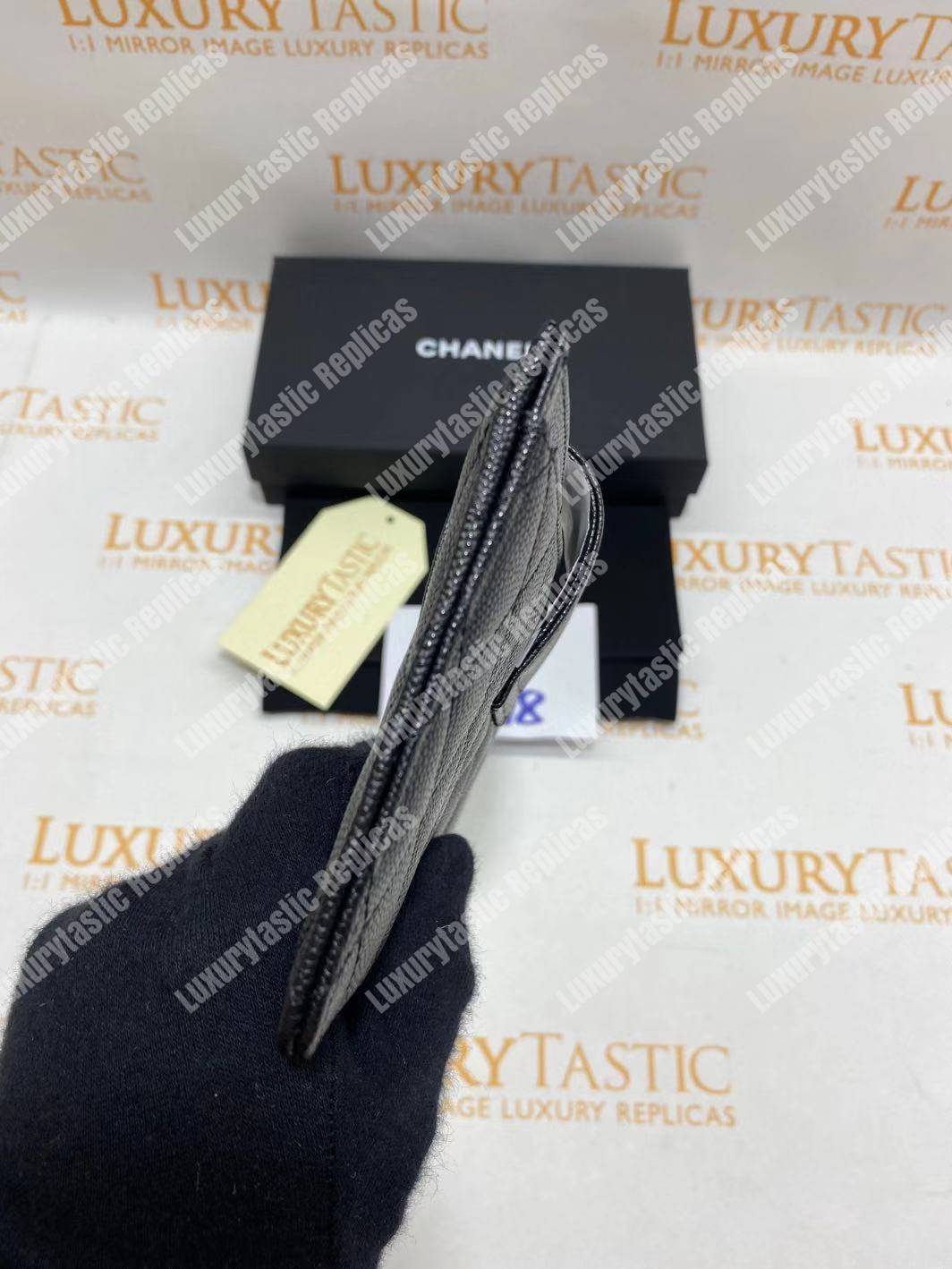 Ch*el classic pouch caviar leather black