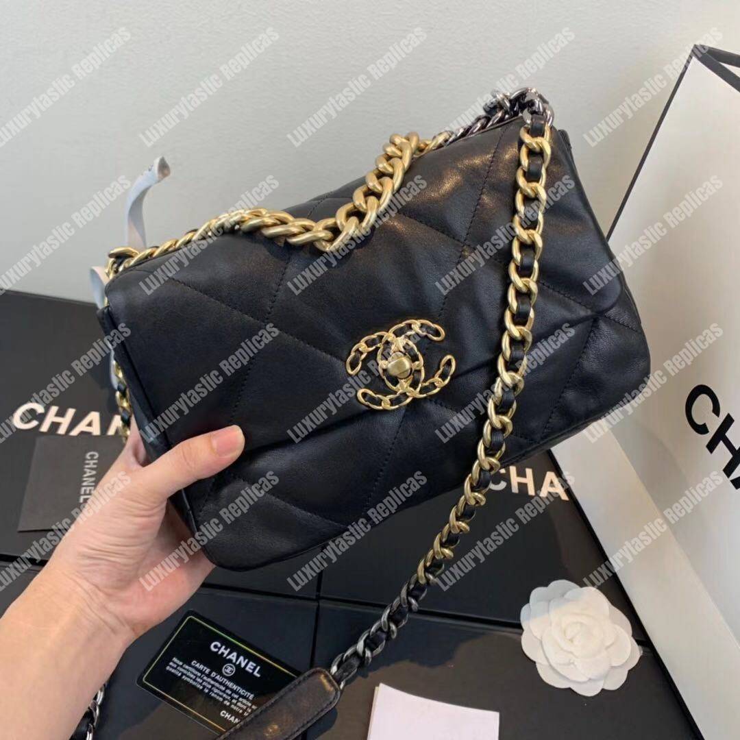 Ch*el 19 large flap bag black