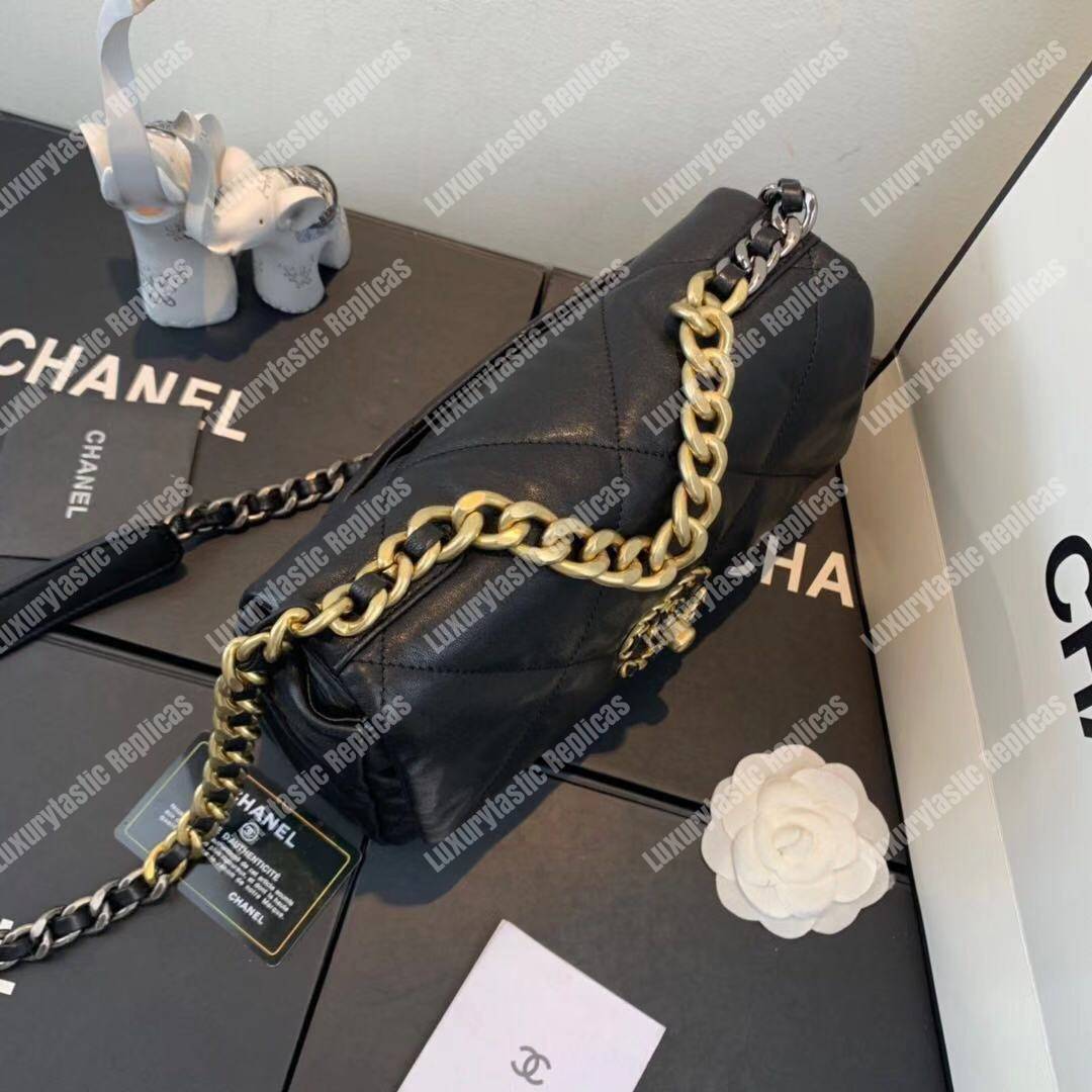 Ch*el 19 large flap bag black