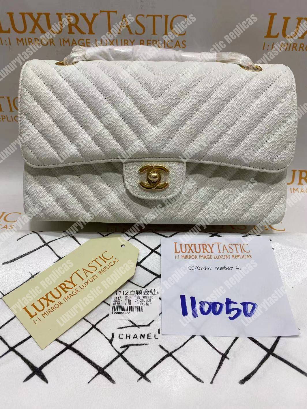 Ch*el classic medium handbag white