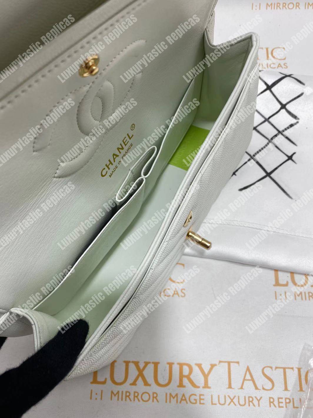 Ch*el classic medium handbag white