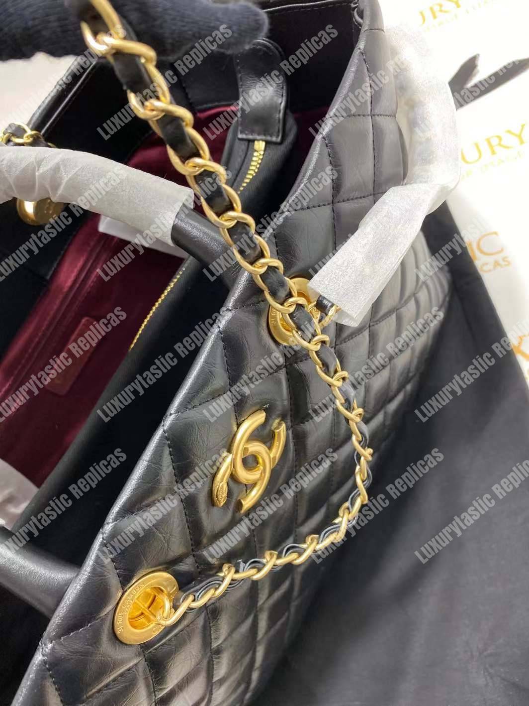 Ch*el large shopping bag black (38cm)