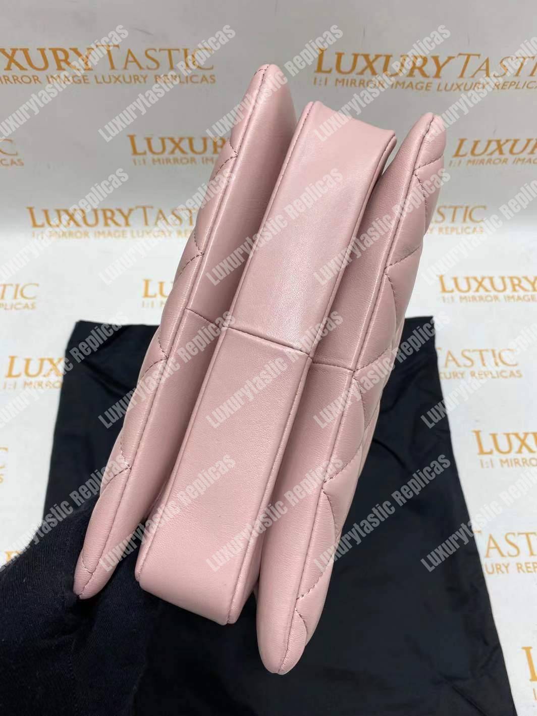 Ch*el small flap bag with top handle pink-gold