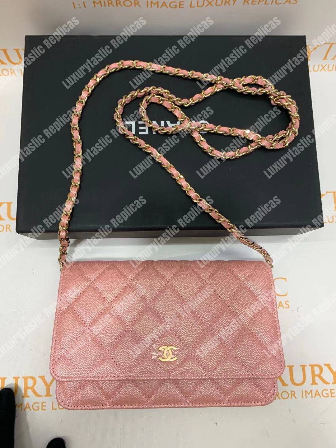 Ch*el wallet on chain – woc classic caviar silver-toned metal pink