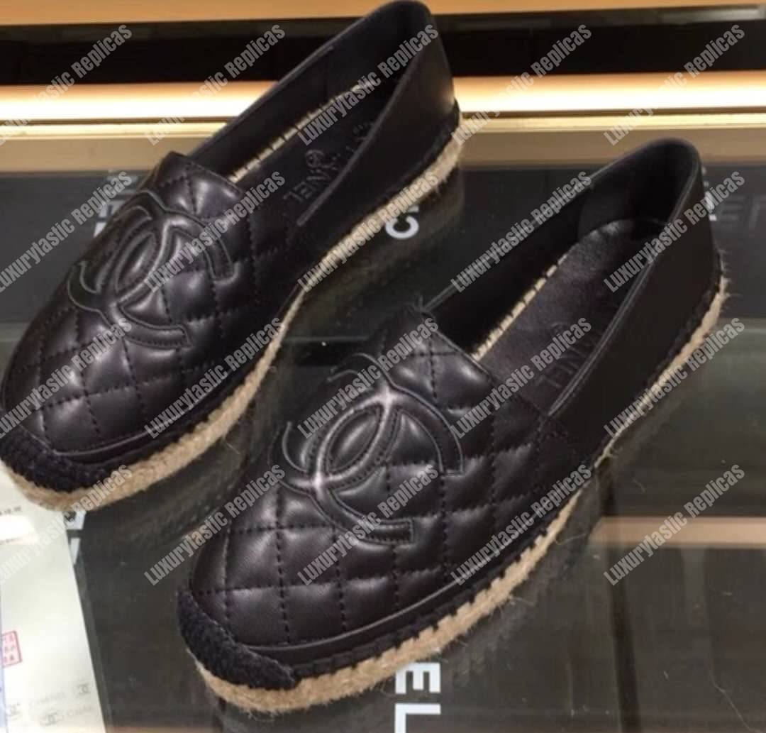 Ch*el lambskin black and white espadrilles
