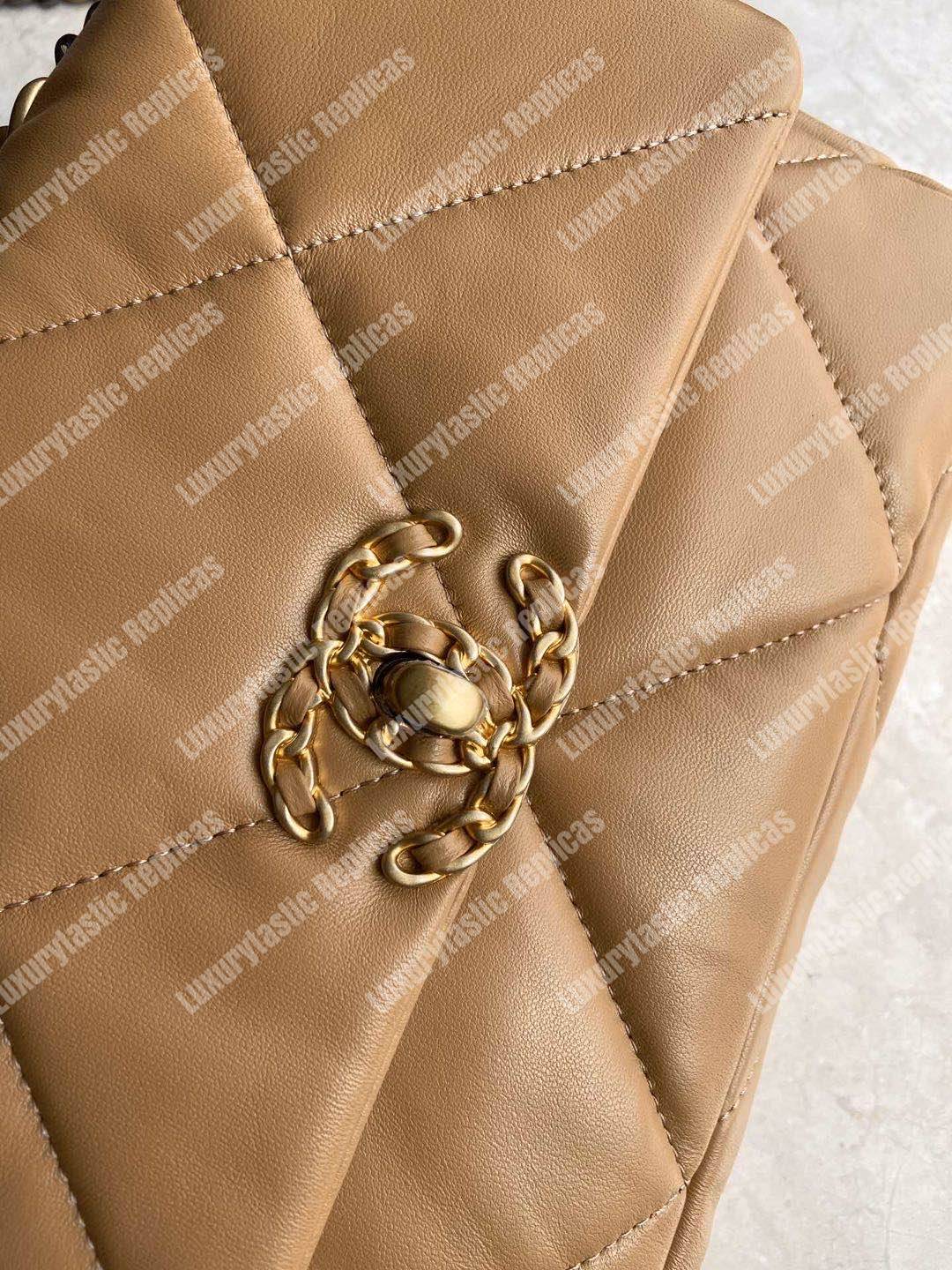 Ch*el 19 flap bag dark beige