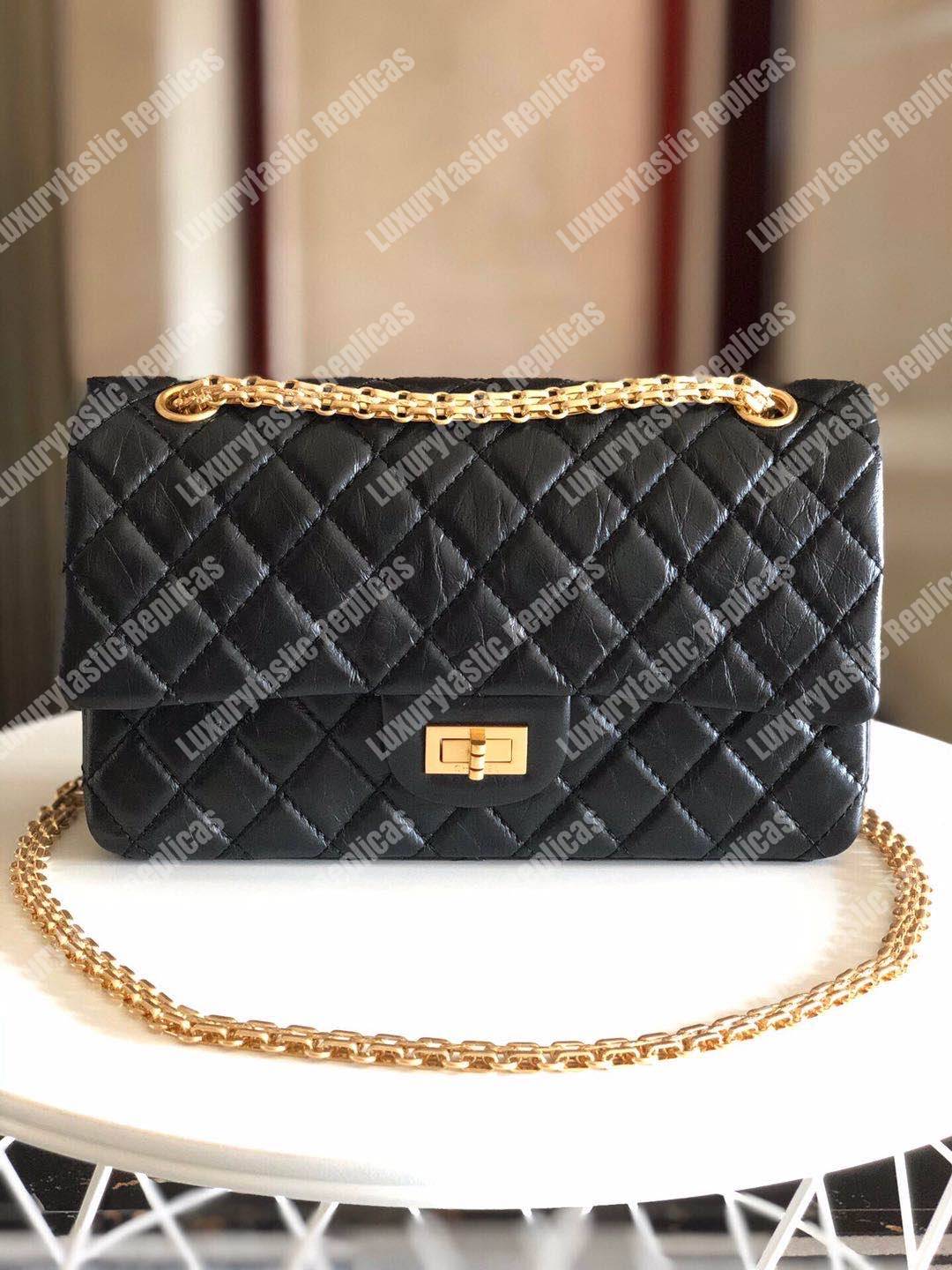 Ch*el 2.55 handbag aged calfskin black