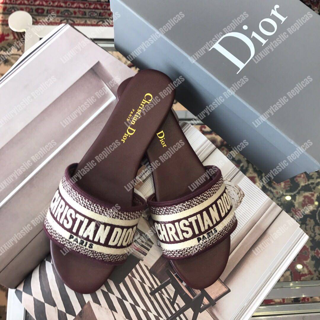 D*or dway embroidered cotton mule maroon