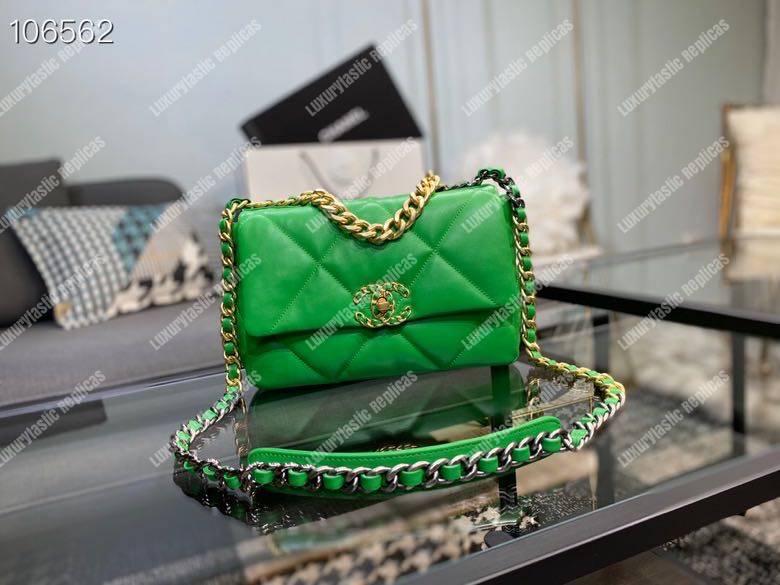 Ch*el 19 maxi flap bag green