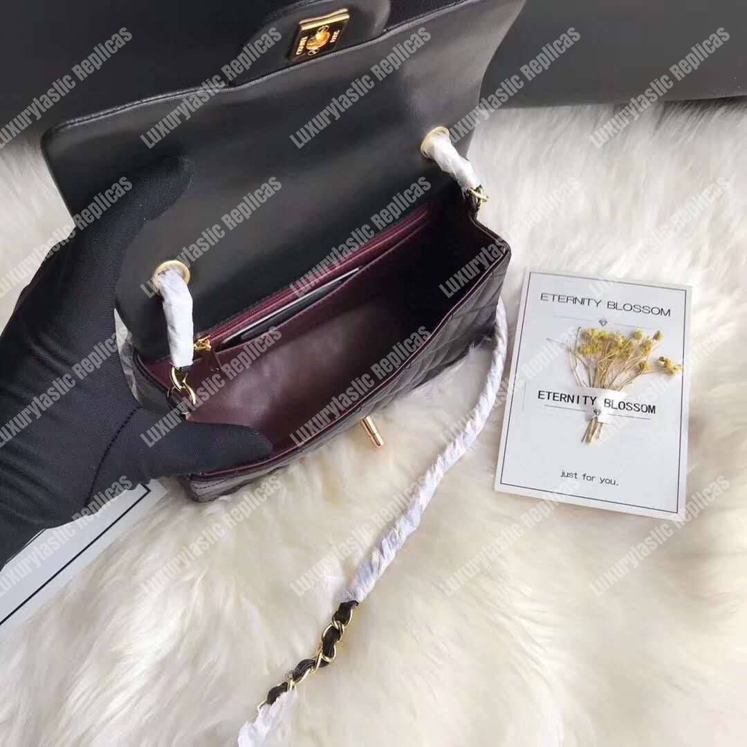 Ch*el mini flap bag black lambskin gold hardware