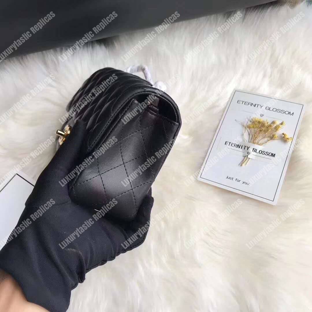 Ch*el mini flap bag black lambskin gold hardware