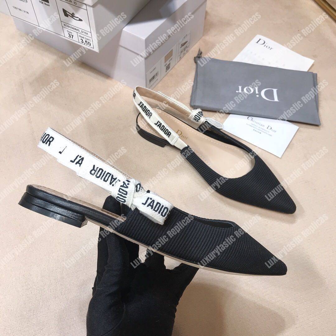 D*or j’aD*or ballerina in black technical canvas