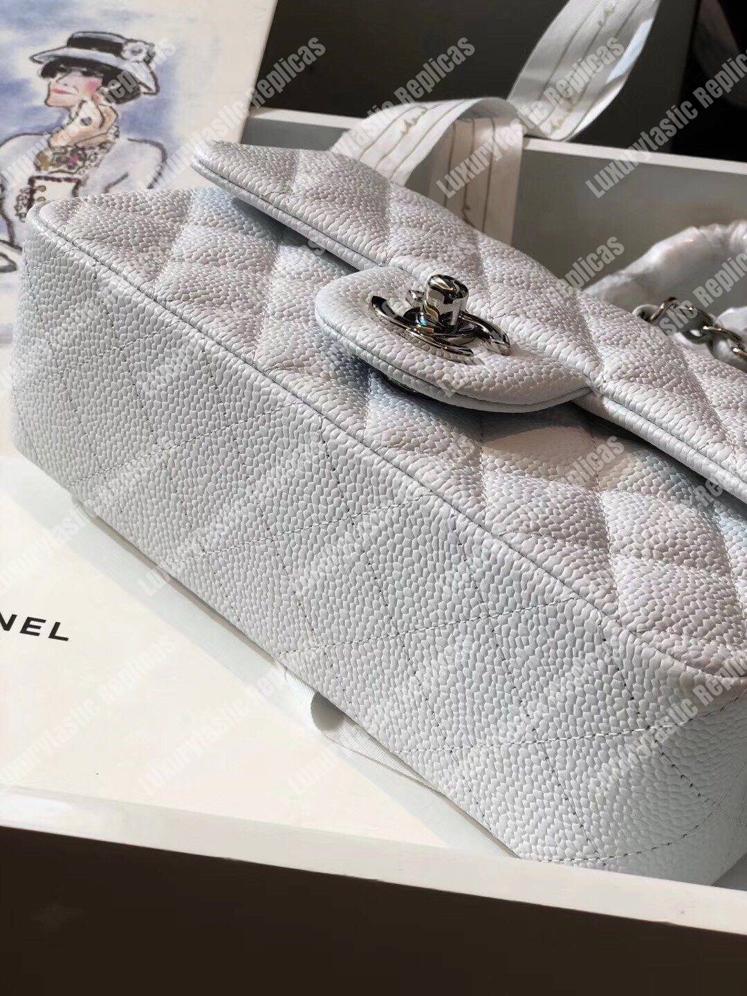 Ch*el mini classic rectangle flap bag white
