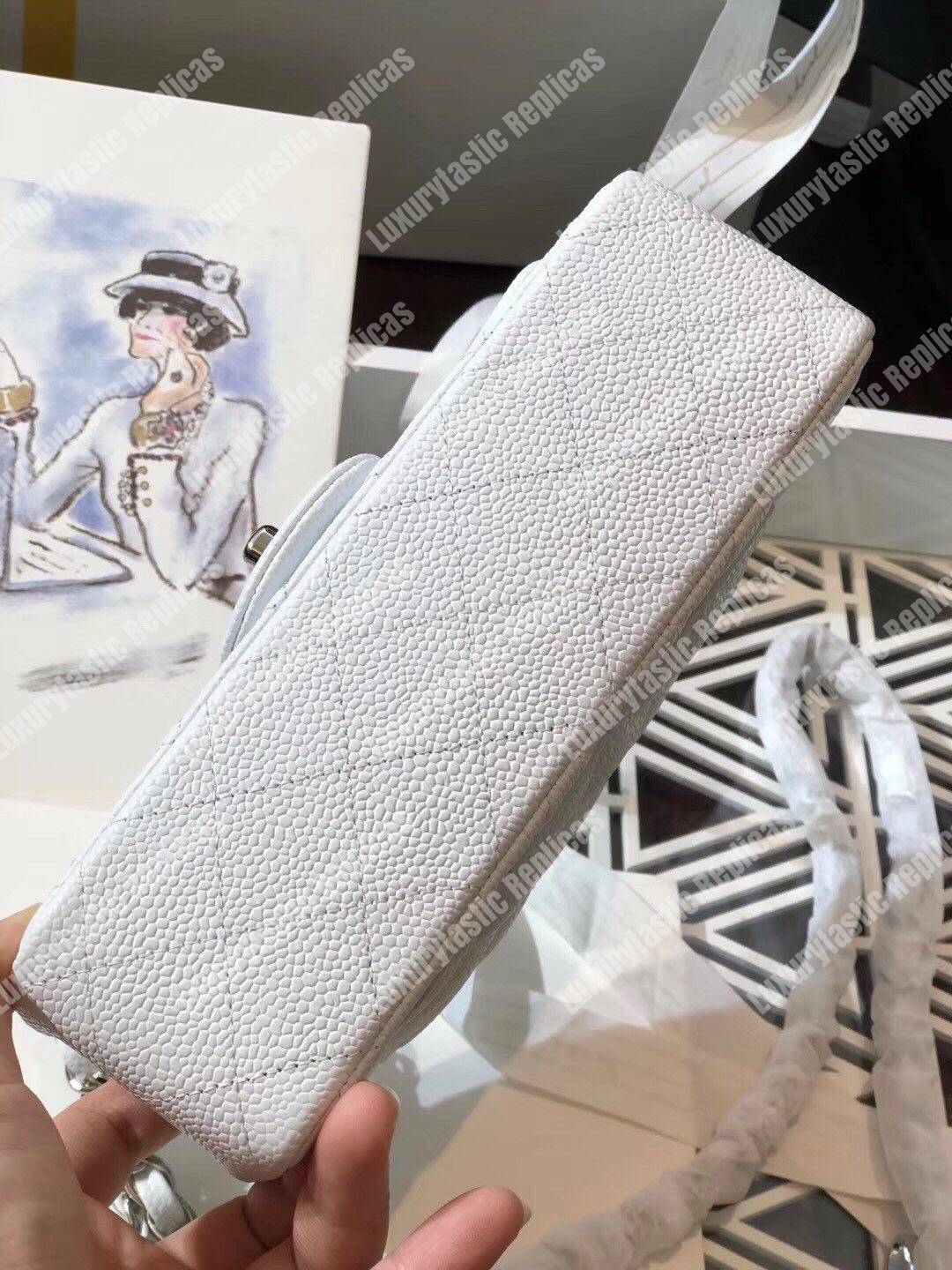 Ch*el mini classic rectangle flap bag white