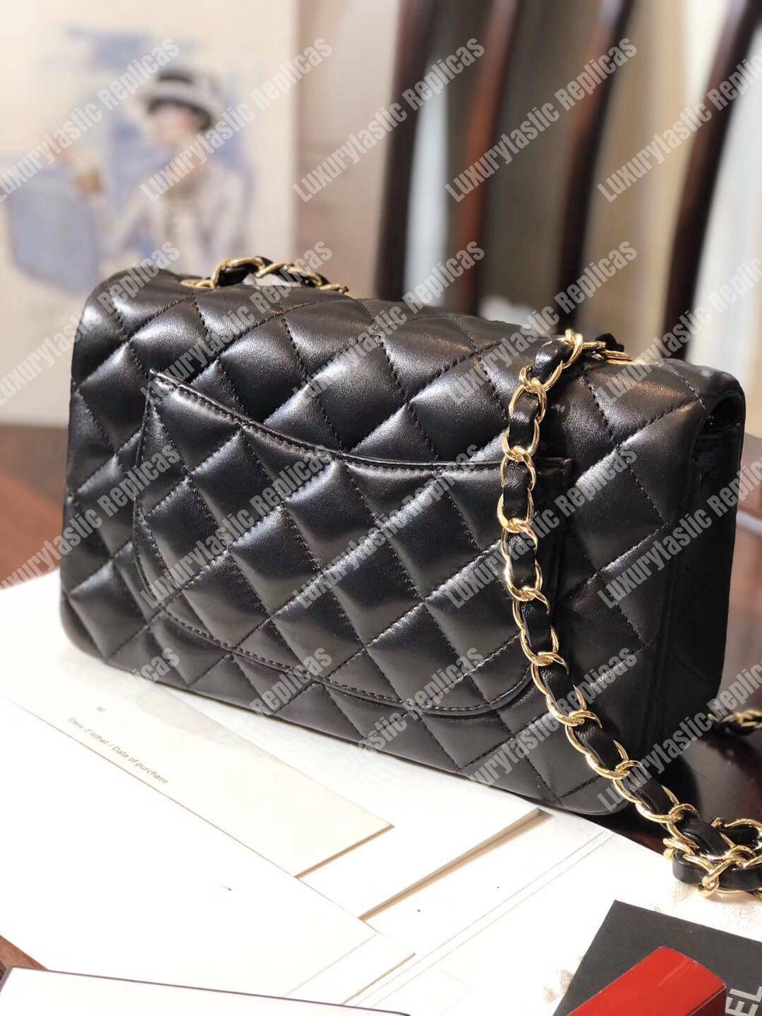 Ch*el mini classic rectangle flap bag black