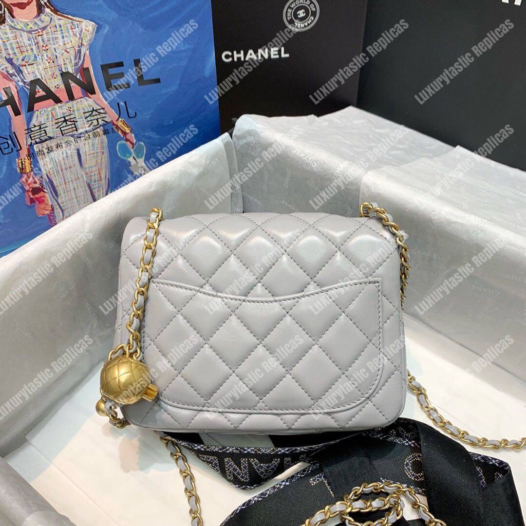 Ch*el mini flap bag light grey