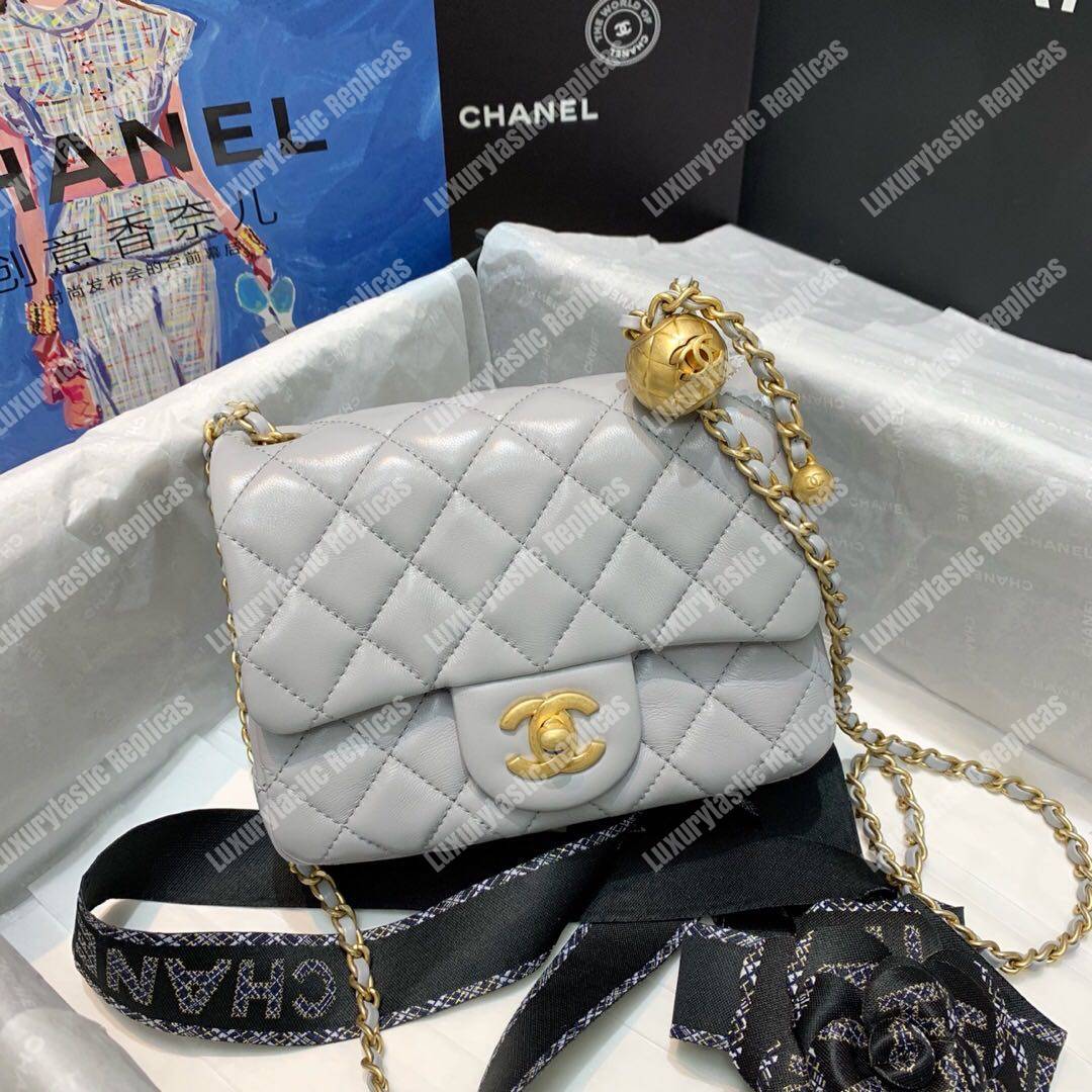 Ch*el mini flap bag light grey