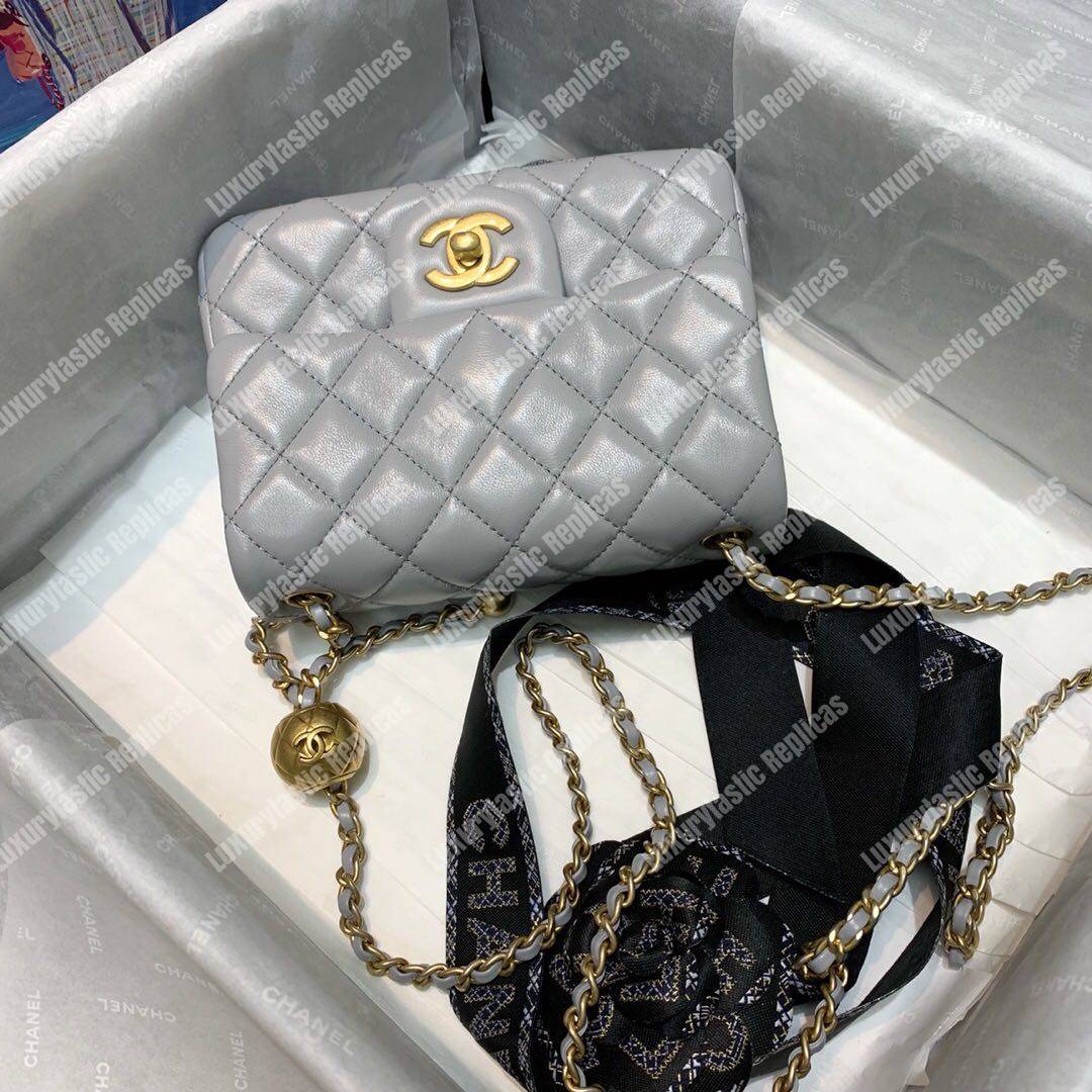 Ch*el mini flap bag light grey