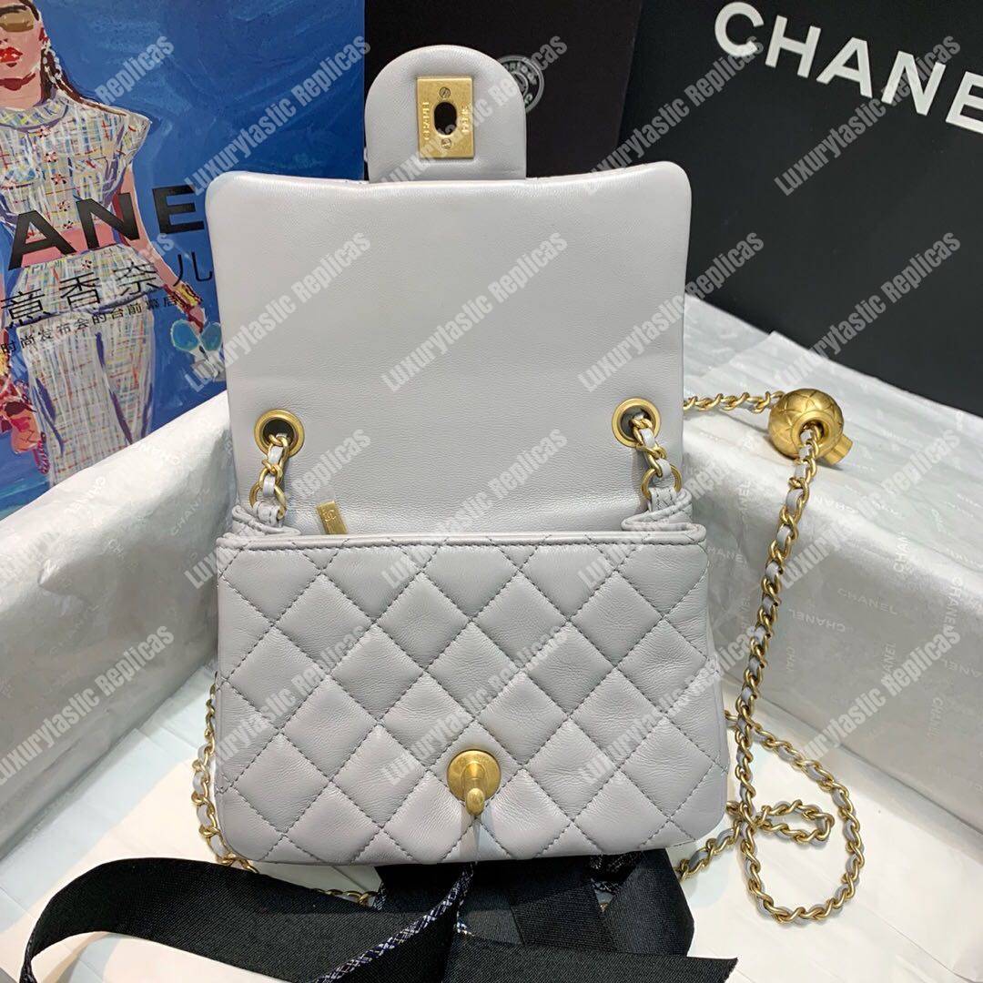 Ch*el mini flap bag light grey