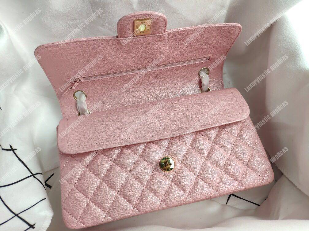 Ch*el medium classic flap bag iridescent pink