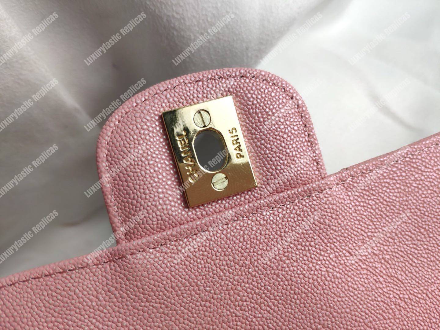 Ch*el medium classic flap bag iridescent pink