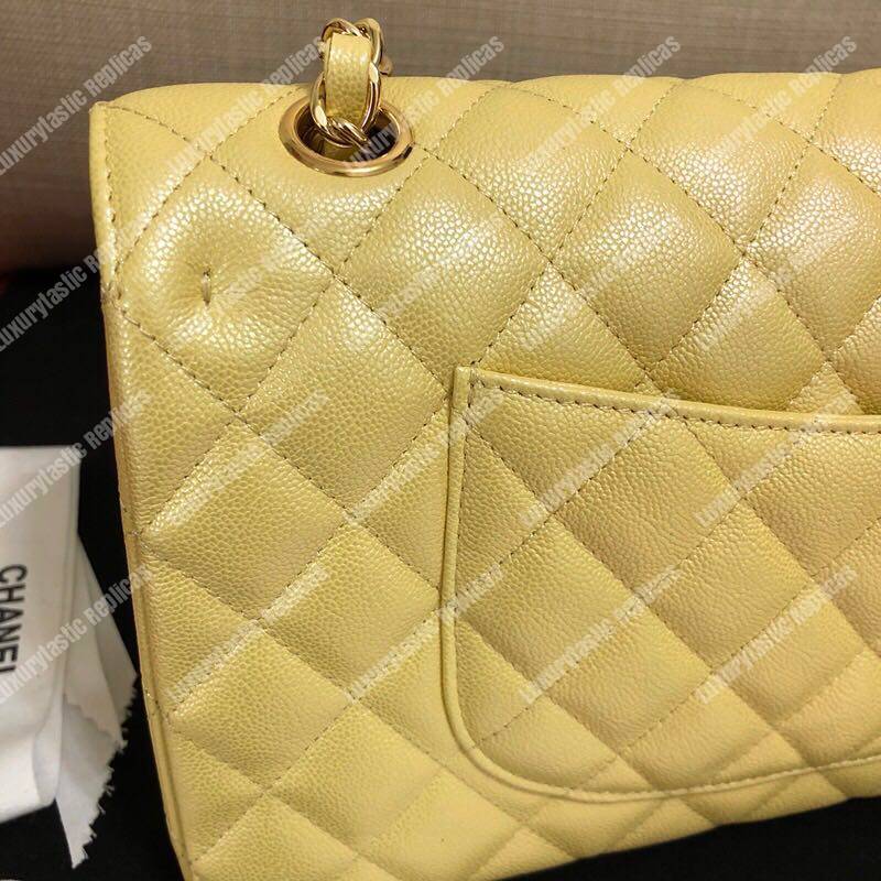 Ch*el medium classic flap bag iridescent yellow