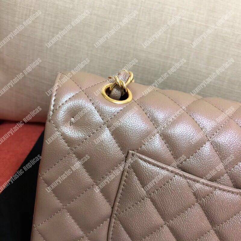 Ch*el medium classic flap bag iridescent rose gold