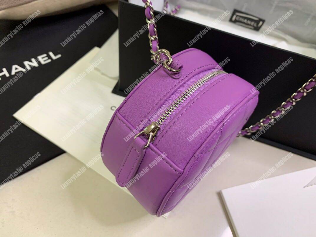 Ch*el classic clutch with chain purple