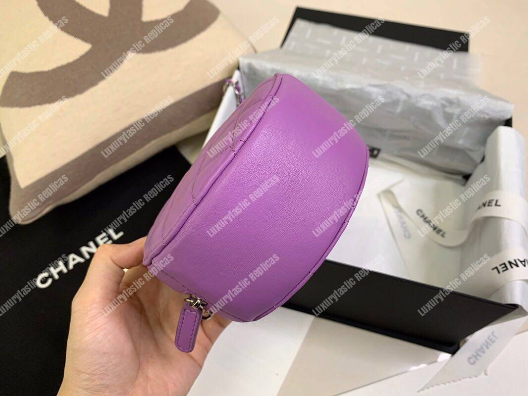 Ch*el classic clutch with chain purple