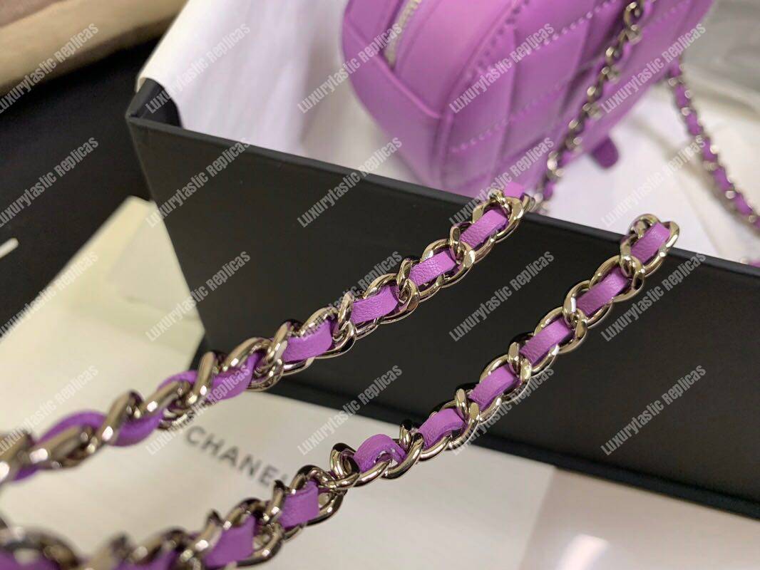 Ch*el classic clutch with chain purple