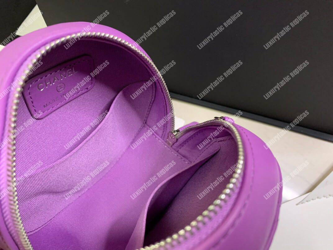 Ch*el classic clutch with chain purple