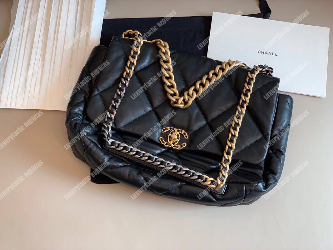 Ch*el 19 maxi flap bag black