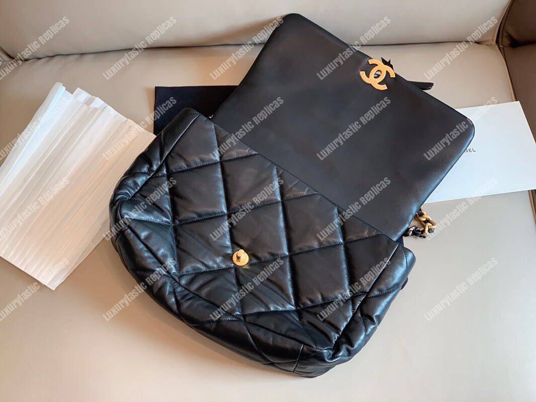 Ch*el 19 maxi flap bag black