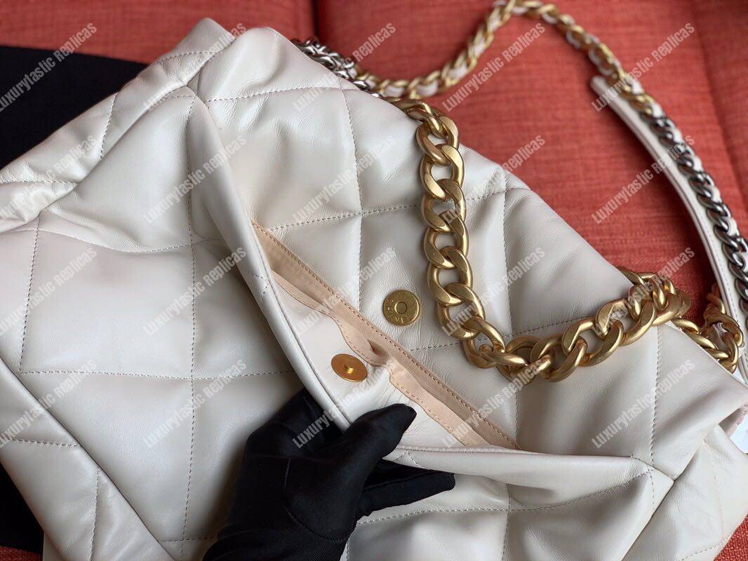 Ch*el 19 maxi flap bag light beige