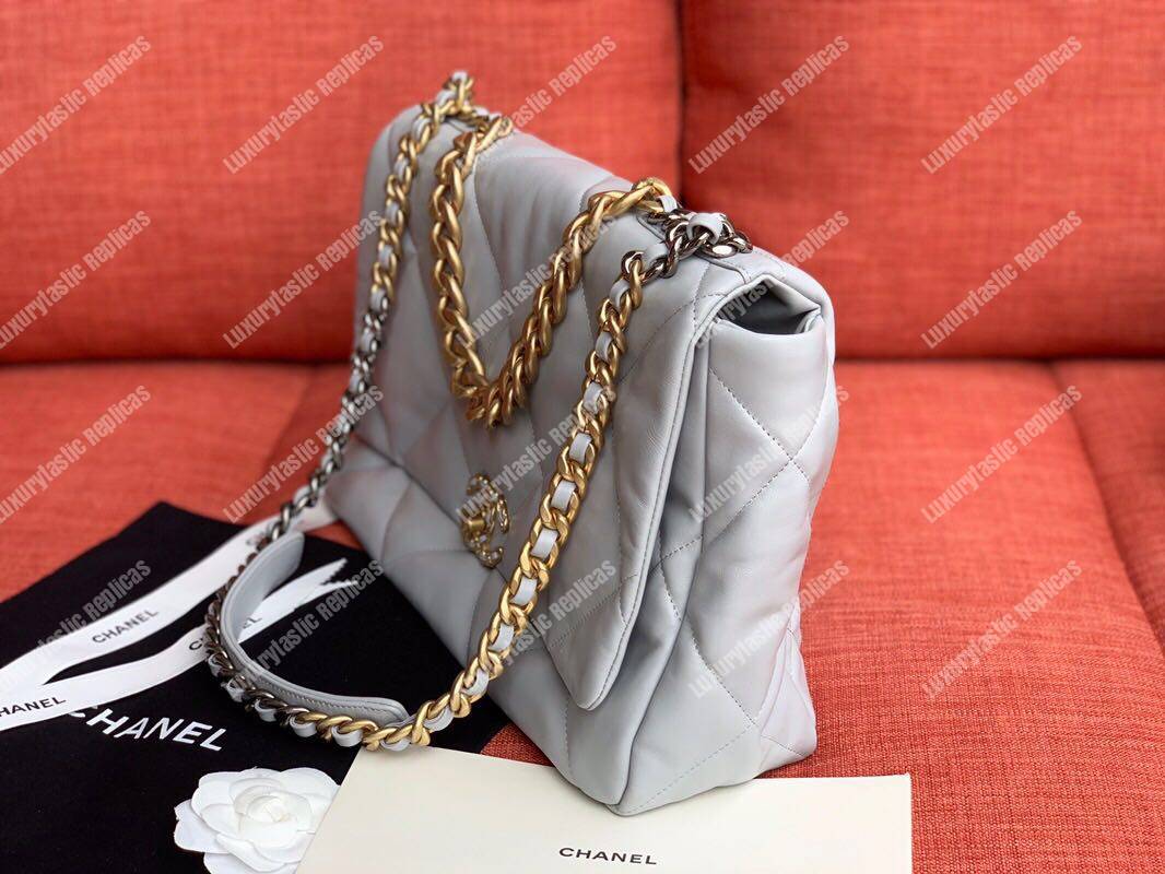 Ch*el 19 maxi flap bag grey