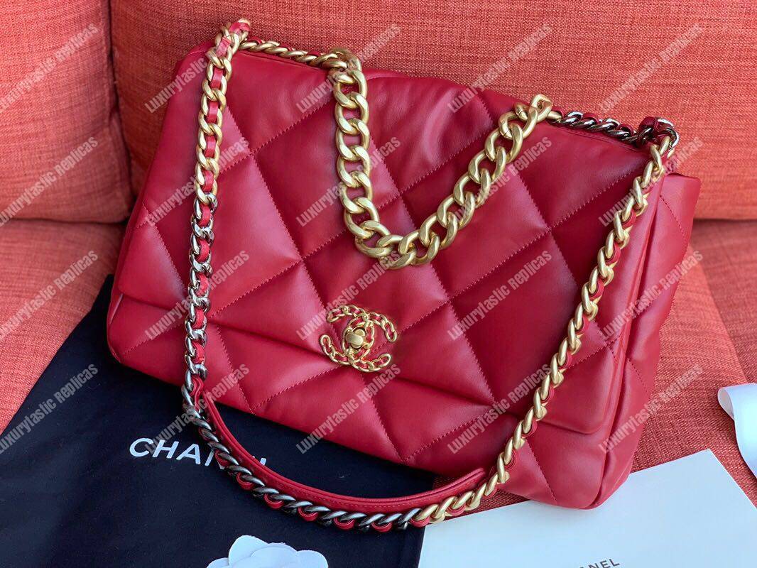 Ch*el 19 maxi flap bag red