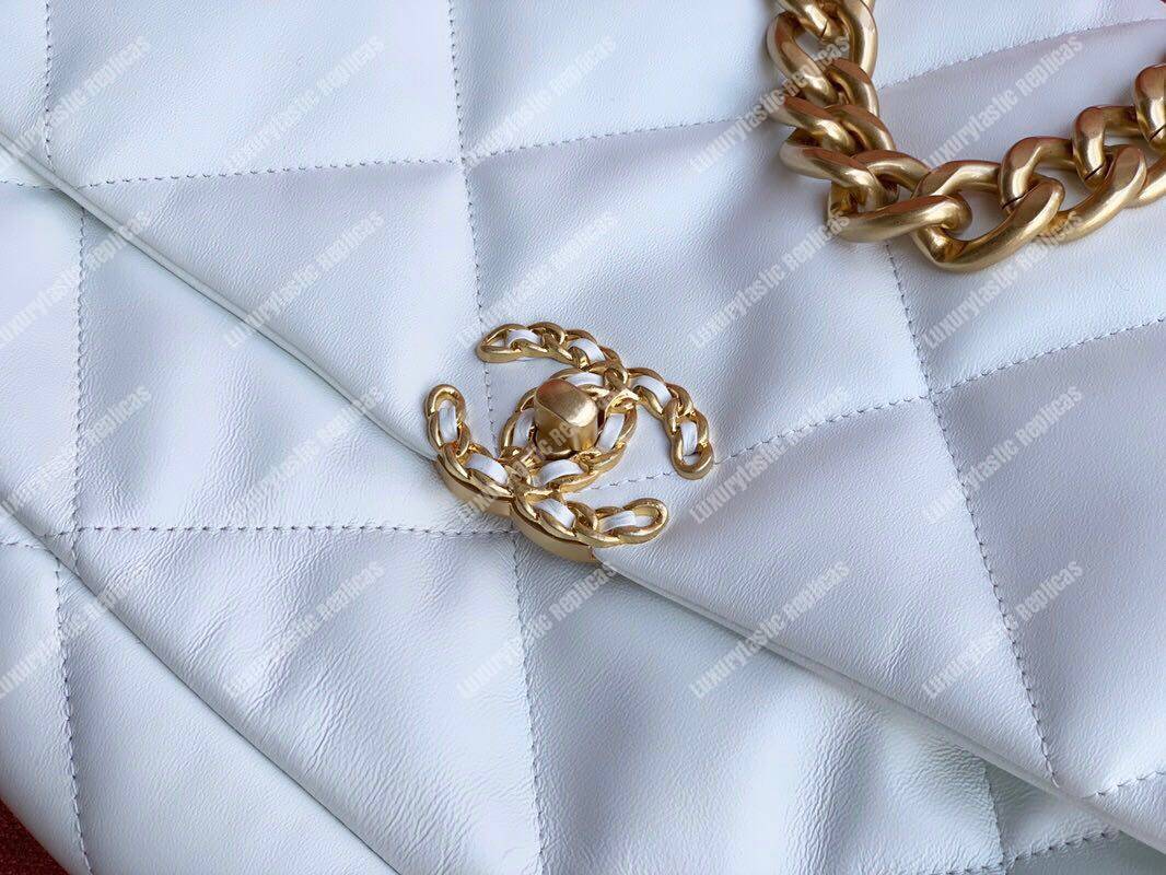 Ch*el 19 maxi flap bag white