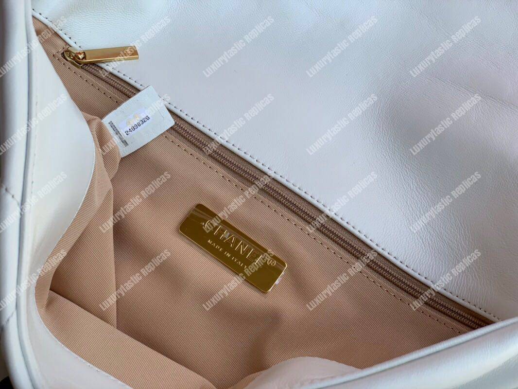 Ch*el 19 maxi flap bag white