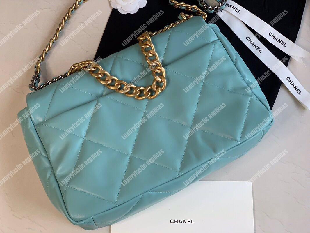 Ch*el 19 maxi flap bag sky blue
